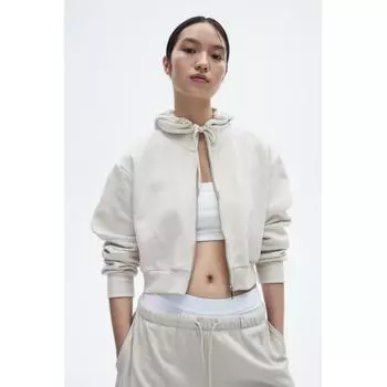 Укороченная толстовка с капюшоном на молнии HM Light Beige