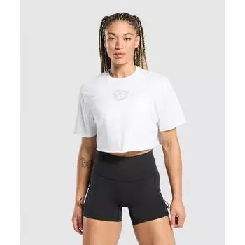 Укороченный топ GYMSHARK Legacy белый B1C6S WB57 XXS