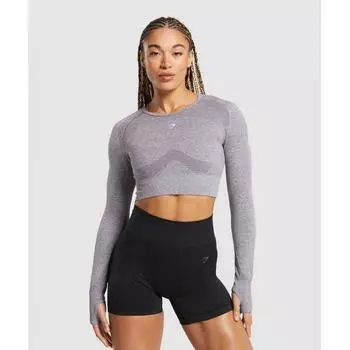 Укороченный топ с длинными рукавами GYMSHARK Flex Фиолетовый Белый B1A3L PBZY