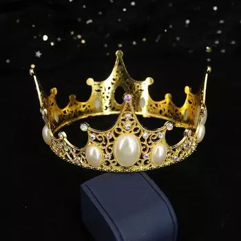 Украшение для торта из семи частей, круглая корона, подарок на День святого Валентина, головной убор, свадебные украшения, детская венок для волос, стразы, жемчуг