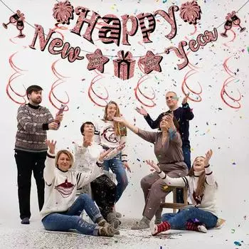 Украшение для вечеринки с Новым годом, подвесные флаги, праздничные баннеры, баннер с надписью, овсянка