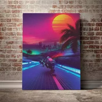 Украшение дома Synthwave Midnight Outrun холст HD печать на солнце плакат живопись гостиная настенная живопись модульная картина 21*30cm