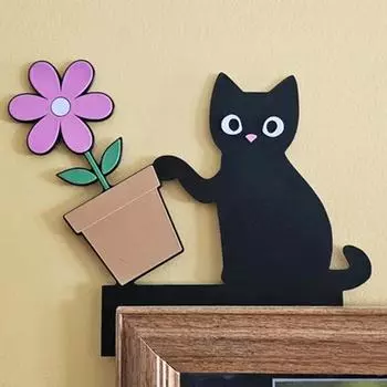Украшение на дверную коробку для кошки, украшение на деревянную дверную раму, украшение на дверь, угловая табличка на окна дома, настенный декор для любителей кошек, подарок Left