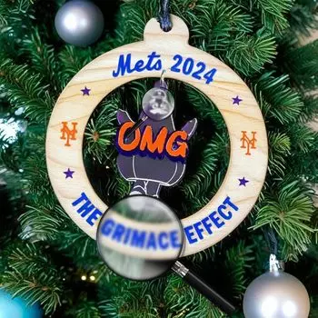 Украшение сезона Mets 2024, украшение с эффектом гримасы, Боже мой, рождественское украшение для фанатов NY Mets, сувенир на память о бейсболе в Нью-Йорке белый