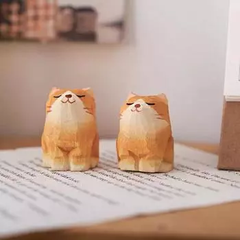 Украшения для дома Ручная резьба Фигурки котят Ретро Деревянные миниатюры кошек Домашний рабочий стол Микро украшения Детские поделки Подарки
