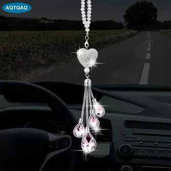Украшения для зеркала заднего вида, блестящие автомобильные зеркала, подвесные аксессуары, автомобильные украшения для женщин, милый автомобильный декор, автомобильные блестящие аксессуары
