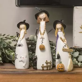 Украшения из смолы в виде ведьмы на Хэллоуин, шляпа ведьмы, фигурки кошек, привидений, ворон и тыкв для украшения праздников и вечеринок