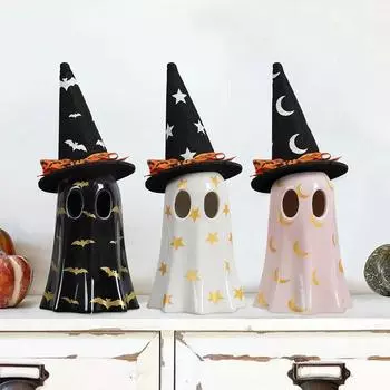 Украшения в виде призраков Spookys из смолы, разноцветные фигурки призраков, статуэтки, домашний декор, акценты чёрный