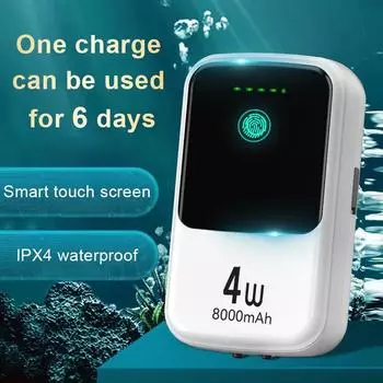 Ультра-тихий аквариумный кислородный насос с зарядкой через USB, воздушный компрессор, кислородный насос для аквариума, один двойной выход с обратным клапаном Single hole 3w air stone белый