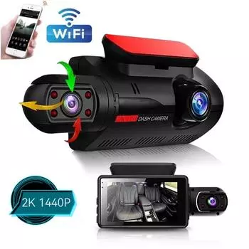 Ультрачистый 2K 1080P WIFI двойной объектив регистратор трафика ультра четкий ночной вид 24H мониторинг парковки регистратор трафика None-3 inch 1080P