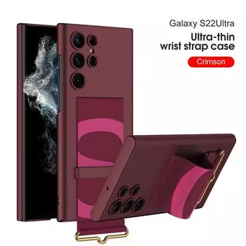 Ультратонкий чехол-держатель для ремешка на запястье для Samsung Galaxy S22 S23 Ultra Plus 5G, защитный чехол для камеры, противоударный чехол для телефона, принципиально For S23 Ultra
