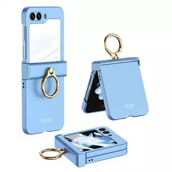 Ультратонкий чехол для телефона с металлическим кольцом на петлях для Samsung Galaxy Z Flip 5 5G, защитный чехол для экрана камеры, противоударный чехол, чехол For Z Flip 5