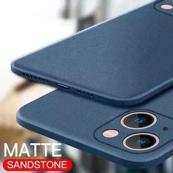 Ультратонкий чехол из ТПУ с матовой задней панелью из песчаника для iPhone 15 Plus 14 11 12 13 Pro Max SE 2020 8 XR XS Max Plus, чехол для телефона For iPhone 13 61 зелёный