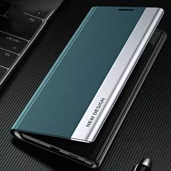Ультратонкий флип-чехол для iPhone 13 12 11 Pro XR Xs Max Samsung Xiaomi OPPO VIVO Huawei из искусственной кожи + чехол-подставка для кошелька для ПК iPhone 13 Pro Max темно-зеленого