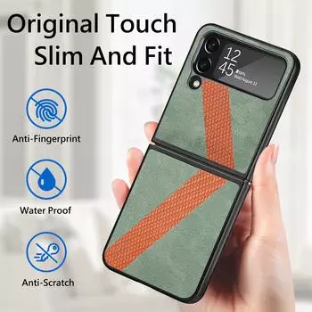 Ультратонкий матовый кожаный чехол для Samsung Galaxy Z Flip4 5g Flip 4 Zflip4 с защитой от ударов, сумка для телефона для Samsung Z Flip 4 for Samsung Z Flip 4 зелёный