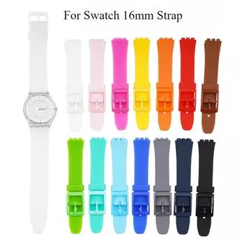 Ультратонкий ремешок для часов Swatch Skin, сменная пряжка, 16 мм, силиконовый резиновый ремешок, красный, темно-синий, черный, белый ремешок для часов белый