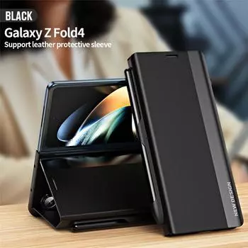Ультратонкий защитный чехол с кронштейном S Pen для Samsung Galaxy Z Fold 4 3 5G, кожаный противоударный чехол для телефона, чехлы For Z Fold 4 5G