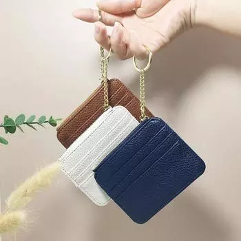 Ультратонкий женский держатель для кредитных карт из искусственной кожи на молнии, тонкий короткий кошелек, модный кошелек для монет, сумка для денег, чехлы для карт бежевый