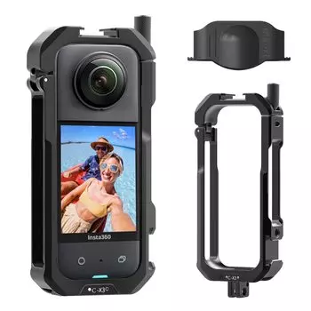 Ulanzi совместим с камерой Insta360 X3, рамка для видеоклетки, суперрасширяемая двойная клетка с винтовым отверстием и креплением «холодный башмак», сверхлегкая