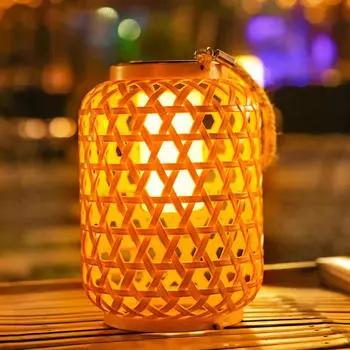Уличные солнечные фонарики для сада, тканые светильники Wood Color