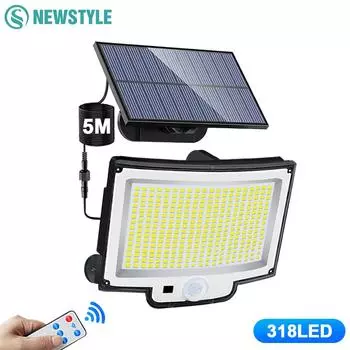 Уличные солнечные светильники 318/348LED солнечные охранные светильники IP65 водонепроницаемый датчик движения настенный светильник для садового ограждения патио