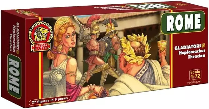 Ultimatio Ancient Roman Thracian Hoplite Gladiator 9 Figures Plastic Model RU72017 1/72 Poses/27