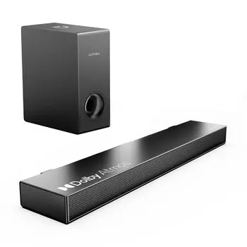 ULTIMEA Dolby Atmos Soundbar для телевизора 2.1-канальный динамик 3D Surround Sound с сабвуфером HDMI eARCAUXОптический цифровойBluetooth5.3 Совместимость с глубокими басами