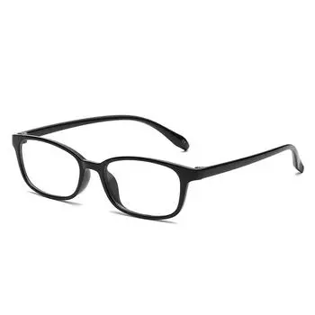 Ultra-light TR90 Square-frame Glasses for Men with Myopia, Anti-blue Light Flat Glasses for Women, Student Glasses with Black Frames for Small Faces