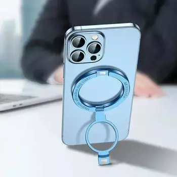 Ultra-thin Magnetic Cell Phone Ring Holder Rotatable Foldable Phone Kickstand Magnet Grip Desktop Stand for MagSafe IPhone 15 14