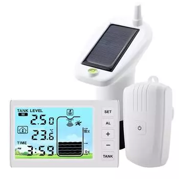 Ultrasonic Level Sensor Ultrasonic Water Tank Liquid Depth Level Meter Sensor with Temperature Display Automatic Water Addition белый