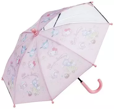 Зонт 35 см Sanrio Characters Kitten Cat для лет Приблизительно Поставляется с прозрачным окошком, обеспечивающим видимость, чтобы предотвратить попадание пальцев