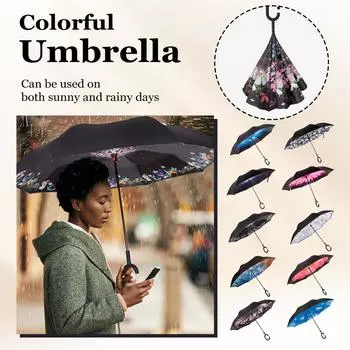 Umbrella Boutique Инновационный обратный зонт Двухслойный солнцезащитный зонт Зонт от солнца С-образный Креативный обратный зонт One Size