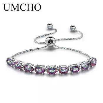 UMCHO 9ct мистический топаз чистый браслет-цепочка для женщин ювелирные изделия регулируемый браслет подарок на день матери Новый Mystic
