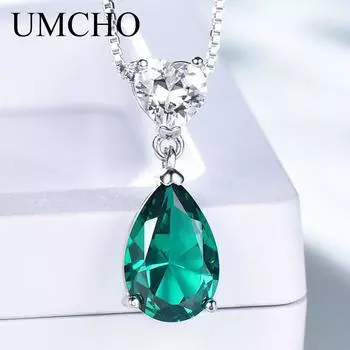 UMCHO модное ожерелье с подвеской для женщин, нано-изумрудная циркониевая цепочка, юбилейное ожерелье с цепочкой изумрудный