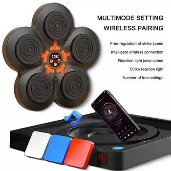 Умная музыкальная Bluetooth-машина для бокса, настенная мишень для бокса, светодиодная подсветка, USB-зарядка, мешок с песком, тренировочная мишень для бокса, боксерское оборудование Black