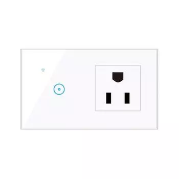 Умная настенная розетка Wi-Fi 95–250 В с сенсорным выключателем на 3 группы, приложение Smart Life, дистанционное управление, голосовое управление, совместимость с сенсорным управлением 1 Gang & US Standard чёрный