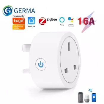 Умная розетка Germa Tuya Zigbee Wi-Fi, британская вилка реализует интеллект всего дома с помощью Zigbee Hub Управление шлюзом Google Home Alexa UK Zigbee Socket
