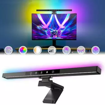 Умная светодиодная экранная панель, USB-монитор компьютера, настольная лампа для чтения, забота о глазах Bluetooth RGB разноцветный