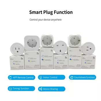 Умная вилка для Великобритании, ЕС, США, многофункциональная вилка Tuya Smart Life, управление через приложение работает с Alexa Google Assistant, Wi-Fi/розеткой Zigbee, Wi-Fi, умная вилка 14