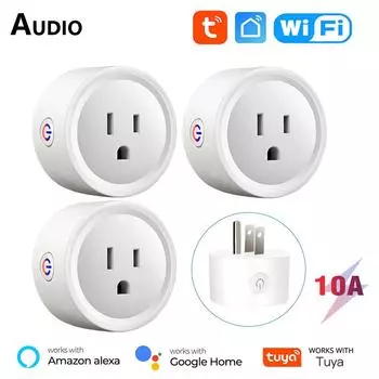 Умная вилка Tuya, Wi-Fi розетка Us 10a, розетка Smart Life, функция синхронизации, голосовое управление, работает с Alexa Google Assistant 1PC