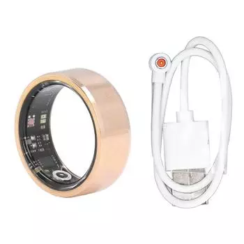 Умное кольцо Gold BT Sleep Fitness Tracker IP68 Водонепроницаемый шагомер Умное кольцо для здоровья на каждый день Size 8 (Inner Diameter 16mm / 0.63in )