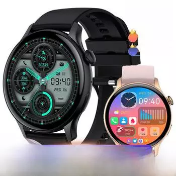 Умные часы HK85: Экран AMOLED HD, звонки по Bluetooth, музыка, уровень кислорода в крови и давление, фитнес-трекер.