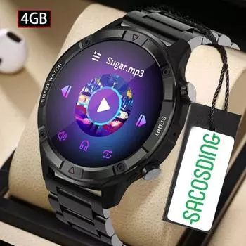 Умные часы мужские спортивные часы с Amoled-дисплеем 4G Rom голосовые вызовы локальная музыка водонепроницаемые мужские умные часы для Xiaomi Android 4GB Memory