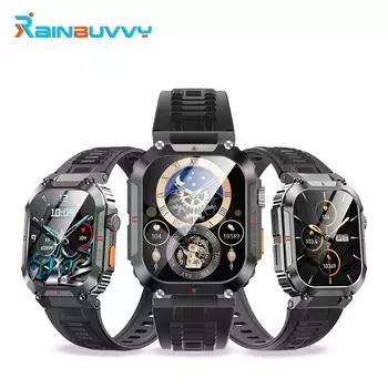 Умные часы Rainbuvvy C58, 2,02-дюймовый монитор сердечного ритма, сна, Bluetooth-вызов, модные и изысканные часы, спортивные часы на открытом воздухе чёрный