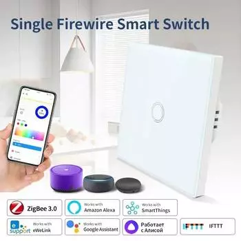 Умные выключатели ZigBee EWeLink 1/2/3 Gang EU Standard WiFi Touch Light Switch APP Voice Control для Alexa Google Home Alice EU 1 Gang