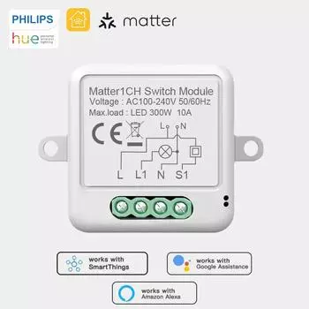 Умный Apple Homekit Matter WiFi Swtich Module DIY Bulb Circuit Breaker App Control Voice Assistant через Siri Google Home Alexa 1 CH