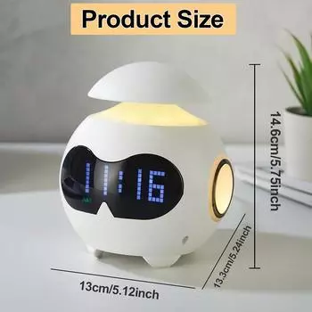 Умный будильник с подсветкой Emotion Alarm Clock Wireless HIFI Sound Bluetooth Speaker LED Display Digital Clock Nightlight Decor белый