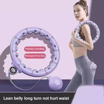 Умный фитнес-обруч Weighted Infinity, 24 съемных узла, весовой обруч со счетчиком, женский обруч для похудения, 2-в-1, оборудование для фитнеса для живота фиолетовый