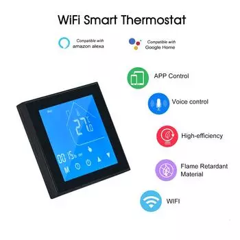Умный термостат Wi-Fi, контроллер температуры, ЖК-дисплей, программируемый на неделю для водяного/газового котла белый