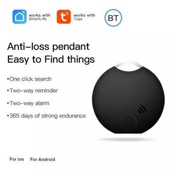Умный Tuya Slim Bluetooth Tracker Интеллектуальная метка Key Finder для детей Кошельки Багаж Домашние животные Anti-lose IOS Android Беспроводной локатор чёрный